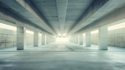 Poster - panoramic empty concrete road for parking lot to display with futuristic style : Generative AI