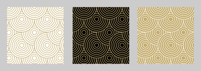 Aufkleber - Abstract luxury gold background pattern seamless circle geometric line. Vector Christmas design template collection