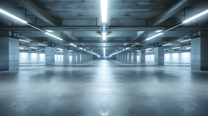 Poster - Empty underground parking background with copy space : Generative AI