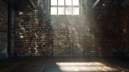 Aufkleber - Old interior room with brick wall and light spots : Generative AI