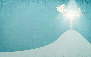 Wall Mural - Pentecost sunday, dove and religious cross, Holy Spirit, Jesus Christ, Christianity, belief and faith