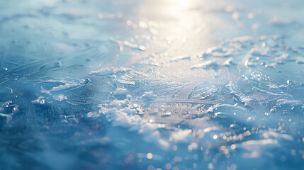 Poster - The surface of the ice river with traces of shoes : Generative AI