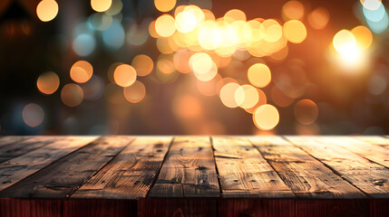 Leinwandbilder - Perspective wooden table and bokeh light background product display template : Generative AI