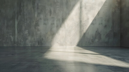 Fototapete - Room empty of cement floor with gray room cement or concrete wall texture background and sun light : Generative AI
