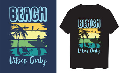 Wall Mural - Beach vibes only Modern calligraphy  lettering for t-shirt Design