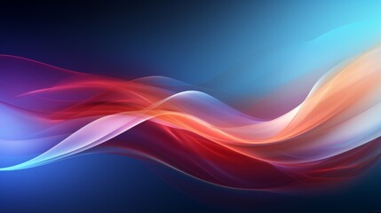 Canvas Print - vibrant red and blue smoke intertwines in a smooth wavy pattern against a tranquil blue gradient bac
