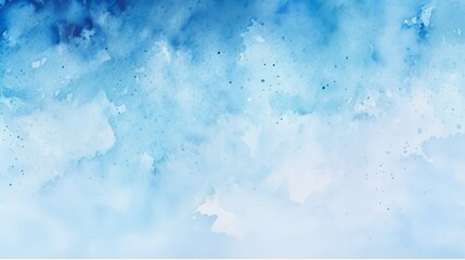 An abstract background with splatters resembling a clear, blue sky and fluffy clouds in watercolor