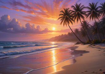 Wall Mural - sunset on the beach