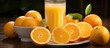 Glass of orange juice with orange fruit slices isolated white background