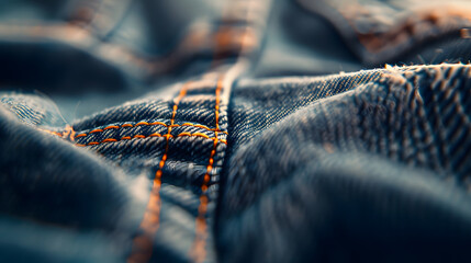 Fototapete - Fragment of jeans trousers Denim texture : Generative AI