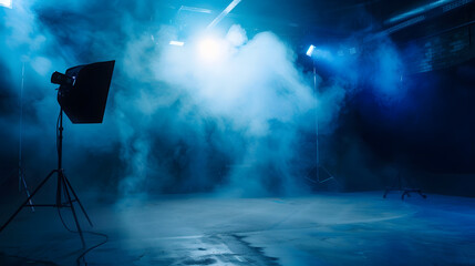 Aufkleber - Theatrical scene without actors scenic light and smoke : Generative AI