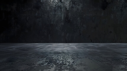 Wall Mural - Cement floor and black wall backgrounds empty room interior use for display products : Generative AI