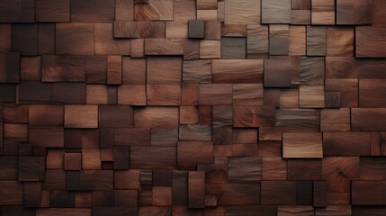Wall Mural - Artistic 3D composition of wood blocks in varying shades creating a modern and creative wooden wall art