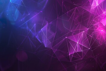 Abstract purple and blue polygonal background with glowing lines