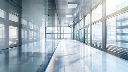 Poster - modern business building with glass wall from empty floor : Generative AI