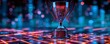 © ParinApril - Sleek futuristic trophy on a glowing cybernetic grid, embodying digital excellence and innovation in technology