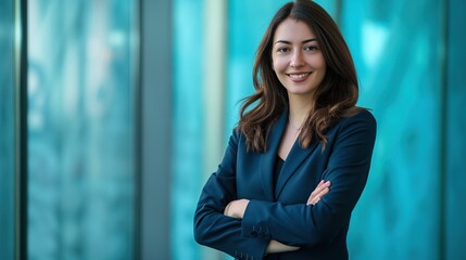 Wall Mural - corporate business portrait of a brunette woman