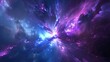 A stunning abstract wallpaper with a burst of radiant blue and purple light, resembling an exploding star in a deep space setting.