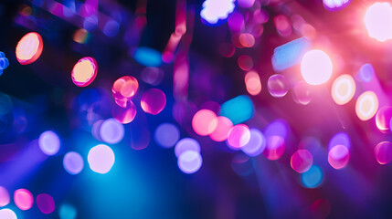 Poster - Defocused entertainment concert lighting on stage blurred disco party : Generative AI