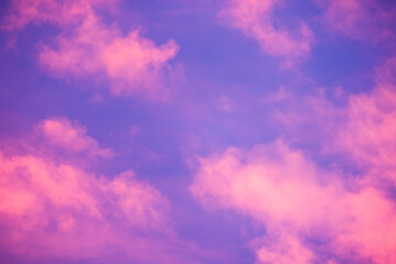 Wall Mural - colorful sky with pink clouds on a sunset, natural background photo