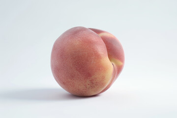 Wall Mural - A single ripe peach isolated on a plain backdrop, displaying its fuzzy skin and sweet, juicy flesh. Concept of summer fruit and orchard harvest. Generative Ai.