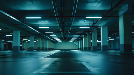 Poster - Empty underground parking background with copy space : Generative AI