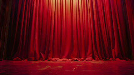 Aufkleber - Red curtains on a small theater with a spotlight to the anticipation of the show : Generative AI