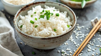 Canvas Print - Rice dish with a serving container