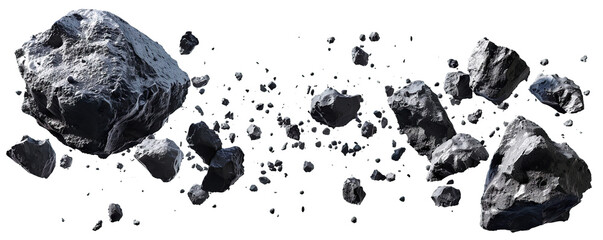 Flying asteroids cut out