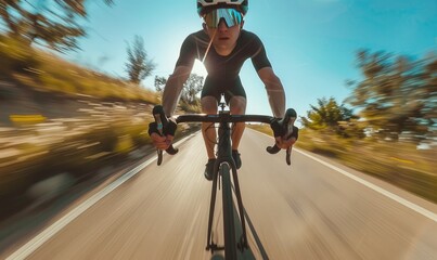 Sticker - An athlete on road bike at triathlon