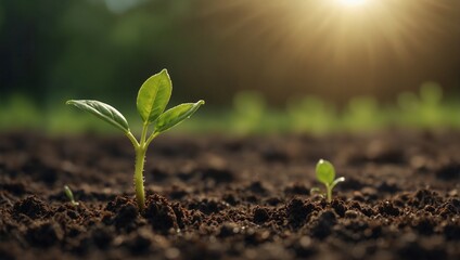 young plant sprout growing up with sunshine and fireworks	