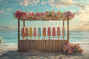 Wall Mural - A chic beachside popsicle stand with an array of gourmet, handcrafted frozen treats