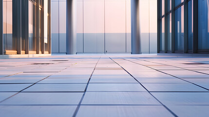 Poster - empty ground floor in front of modern architecture exterior : Generative AI
