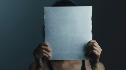 Aufkleber - bright picture of confident woman with blank board : Generative AI