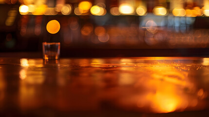 Poster - dark brown top of bar and free space for your glass : Generative AI