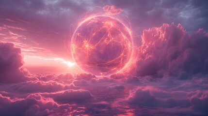 Imagine a web home icon suspended in a dreamlike atmosphere, surrounded by wisps of clouds and bathed in soft, ethereal light, embodying the essence of digital exploration