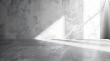 Aufkleber - Empty white concrete room and floor background Perspective grey gradient concrete room for interior background backdrop  Gray grunge cement room with space for product display mockup t : Generative AI