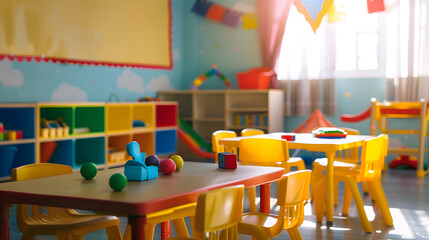Fototapete - classroom of a daycare center without children and teacher : Generative AI