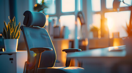 Fototapete - Stylish workplace interior with modern office chair : Generative AI