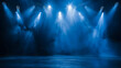 © Generative AI - Online event entertainment concept Background for online concert Blue stage spotlights Empty stage with blue spotlights Blue stage lights Online COVID19 concert Live streaming concert : Generative AI