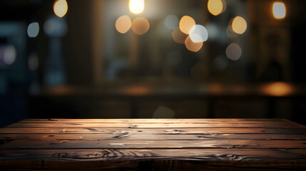 Aufkleber - Wooden table with dark blurred background : Generative AI