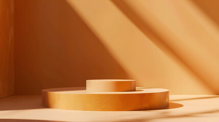 Aufkleber - Orange 3d Table Studio Empty Interior Background WallWall paper  Summer Tropic  Pattern Abstract Texture Gold Kitchen Light Floor Mockup Cement Shadow Podium Gradient Minimal Room Stag : Generative AI