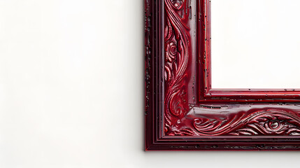 Aufkleber - Antique Marsala Red Bordeaux Burgundy Classic Old Vintage Wooden mockup canvas frame isolated on white Blank diverse subject moulding baguette Design element use for paintings mirrors  : Generative AI