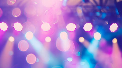Fototapete - Defocused entertainment concert lighting on stage blurred disco party : Generative AI