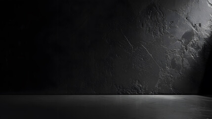 Poster - Black studio room background Black cement wall interior texture for display products : Generative AI