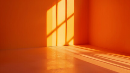 Aufkleber - Empty orange room with deep artistic shadow Minimalistic space concept : Generative AI