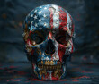 A skull with the American flag painted on it, vector art style, generative ai