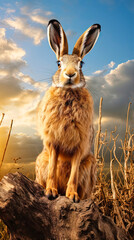 Brown hare in close up