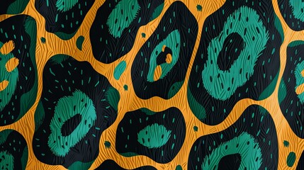 illustration of leopard print black and green closeup on surface.