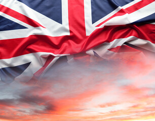 Poster - Union Jack flag in bright sunny sky